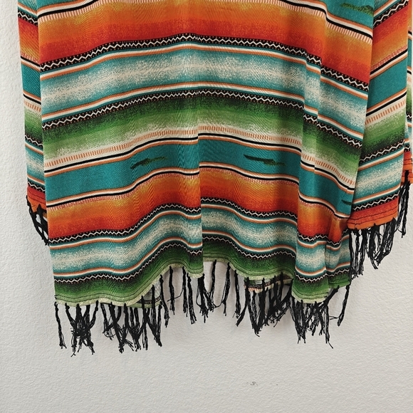 Double D Ranch Pachamama Serape Striped Western Open Front Kimono Jacket Large - Picture 9 of 11